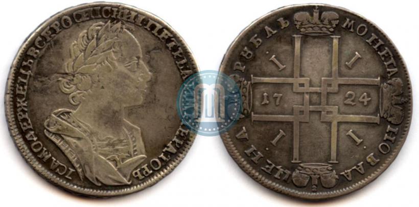 Фото 1 рубль 1724 года  "Портрет в античных доспехах"