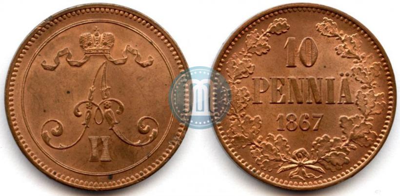 Picture 10 pennia 1867 year  