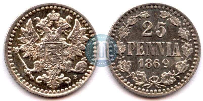 Фото 25 пенни 1869 года S 