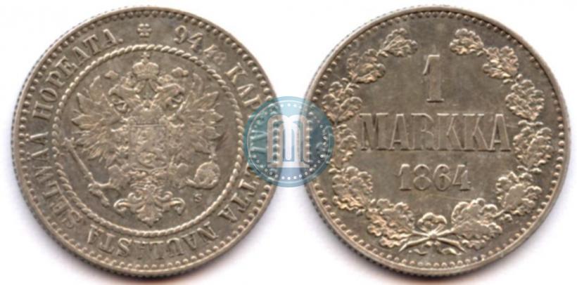Picture 1 markka 1864 year S 