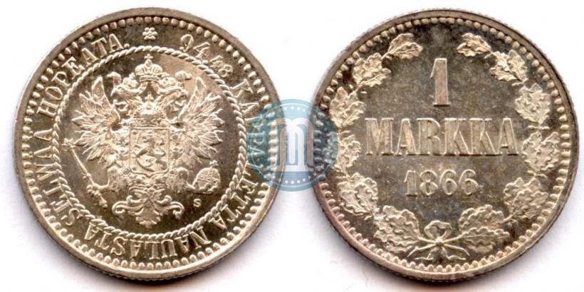 Picture 1 markka 1866 year S 