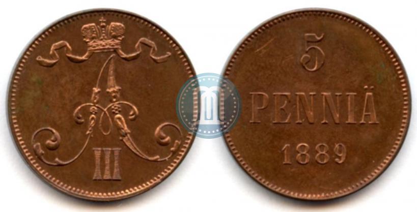 Picture 5 pennia 1889 year  