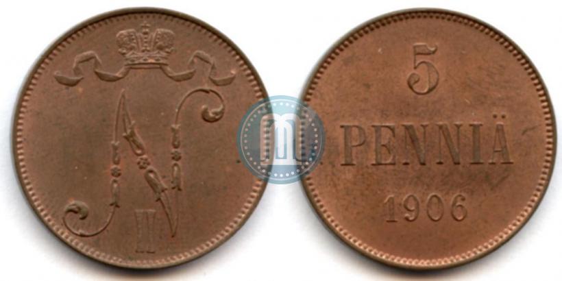 Picture 5 pennia 1906 year  