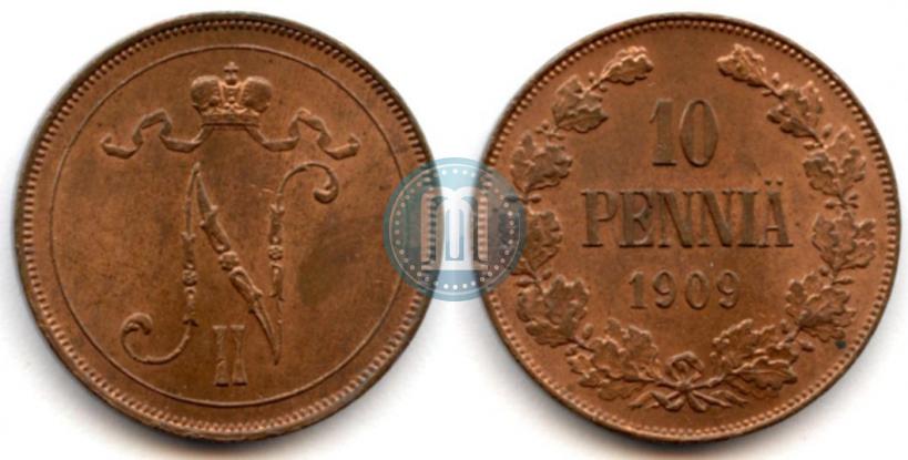 Фото 10 пенни 1909 года  
