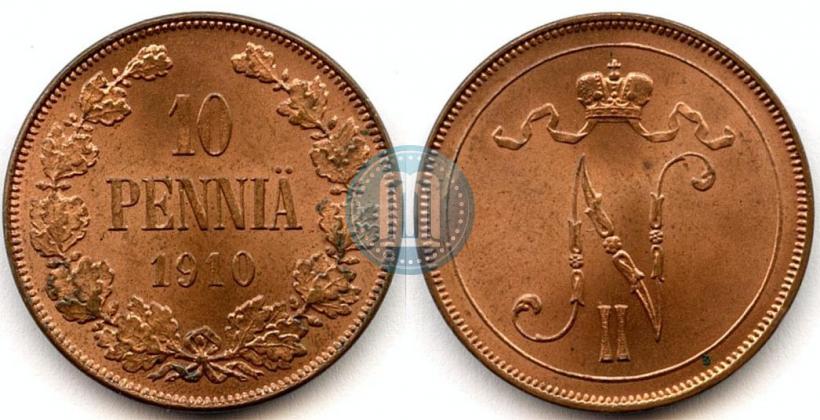 Picture 10 pennia 1910 year  
