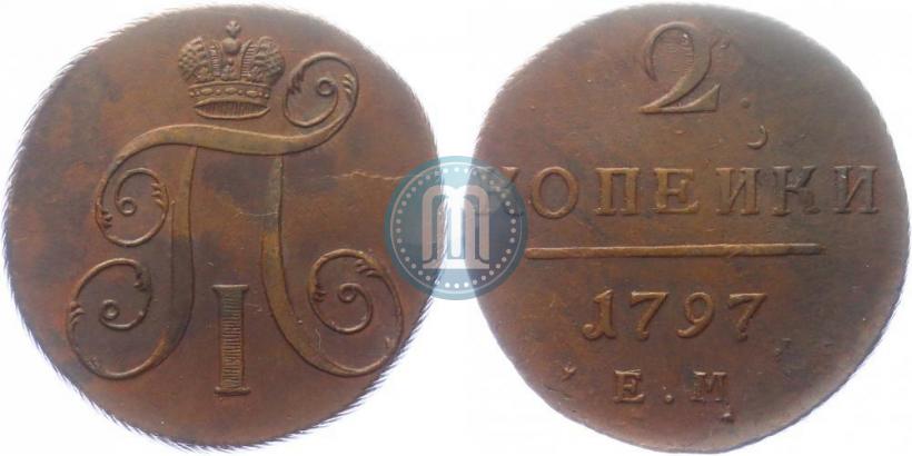Picture 2 kopecks 1797 year ЕМ 