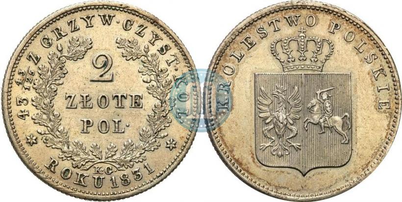 Picture 2 złote 1831 year KG "Polish uprising"