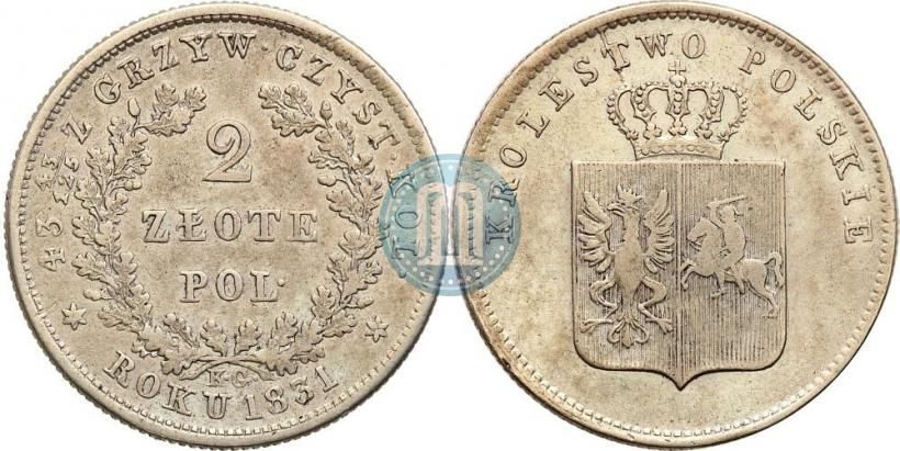 Picture 2 złote 1831 year KG "Polish uprising"