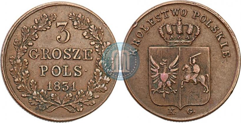 Picture 3 grosze 1831 year KG "Polish uprising"