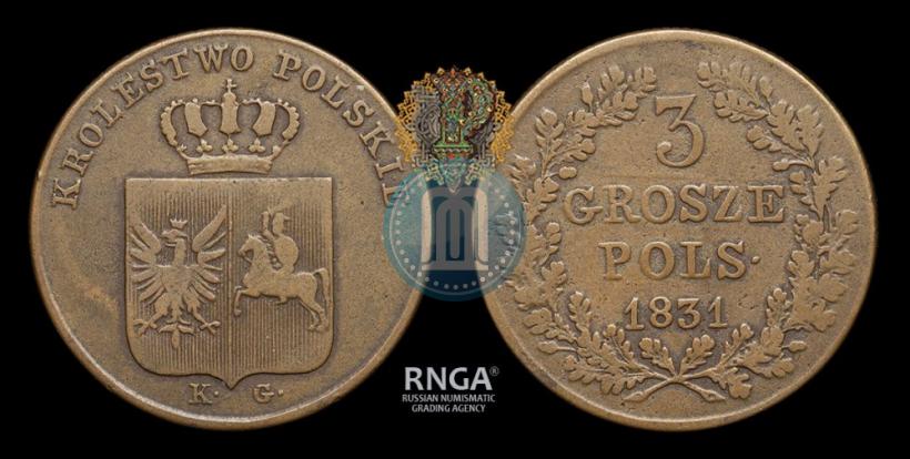 Picture 3 grosze 1831 year KG "Polish uprising"