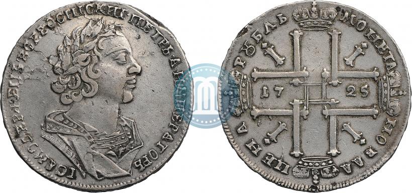 Фото 1 рубль 1725 года  "Портрет в античных доспехах"