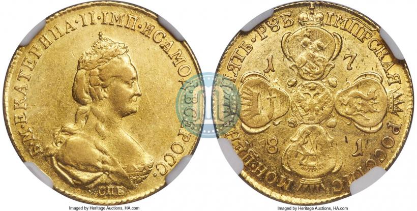 Фото 5 рублей 1781 года СПБ 