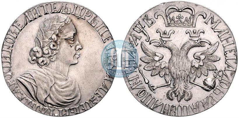 Picture Poltina 1702 year  "Without ribbons near the wreath"