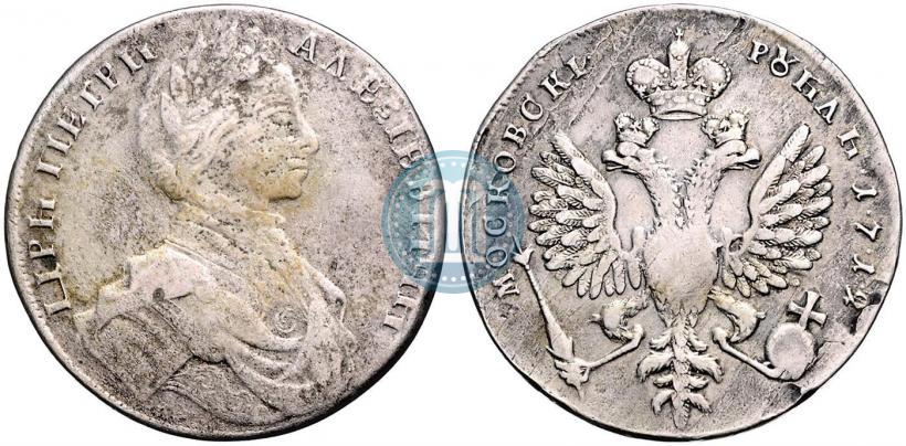 Фото 1 рубль 1712 года  "Портрет работы С. Гуэна"