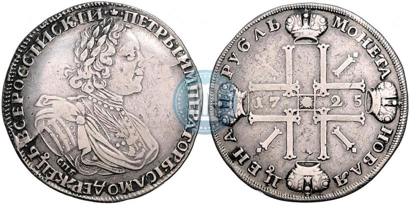 Фото 1 рубль 1725 года СПБ "Солнечный в латах"