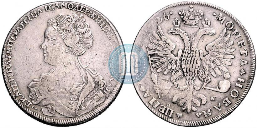 Picture 1 rouble 1726 year СПБ "Petersburg type, portrait turned to the left"