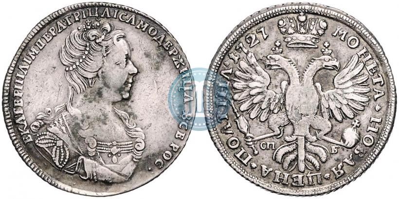 Фото Полтина 1727 года СПБ "Петербургский тип, портрет вправо"