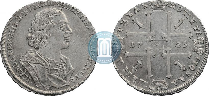 Фото 1 рубль 1725 года OK "Портрет в античных доспехах"