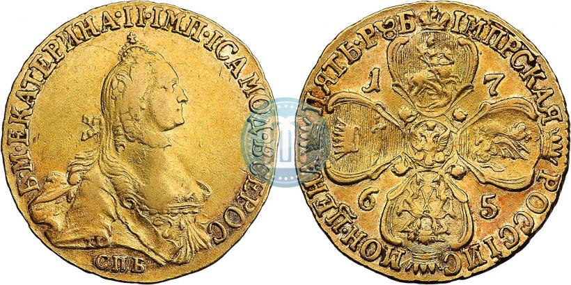 Picture 5 roubles 1765 year СПБ-Т.I. 