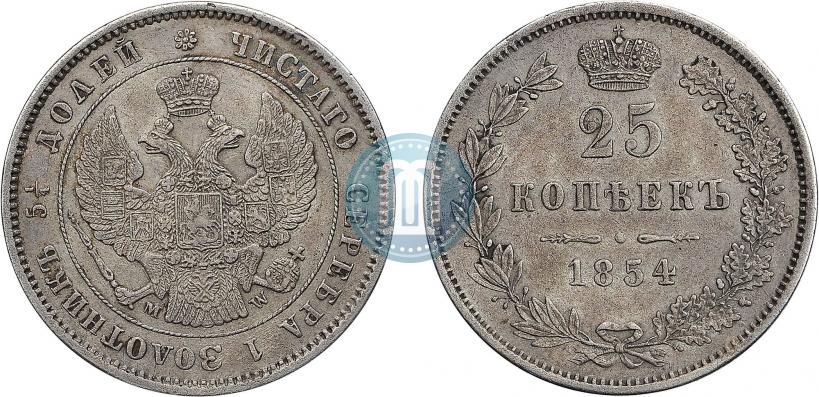 Picture 25 kopecks 1854 year MW 
