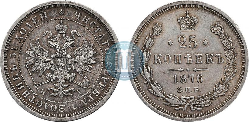 Фото 25 копеек 1876 года СПБ-НІ 