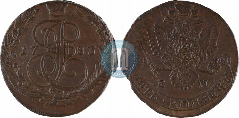 Фото 5 копеек 1783 года ЕМ 