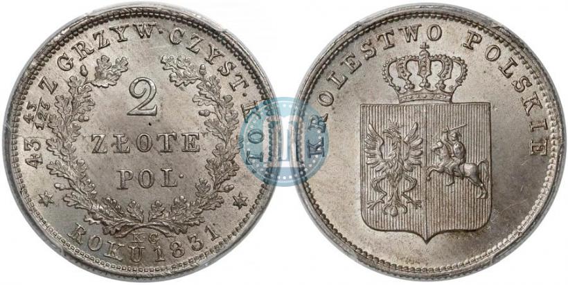 Picture 2 złote 1831 year KG "Polish uprising"
