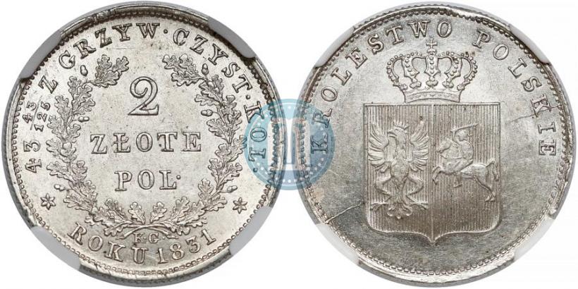 Picture 2 złote 1831 year KG "Polish uprising"
