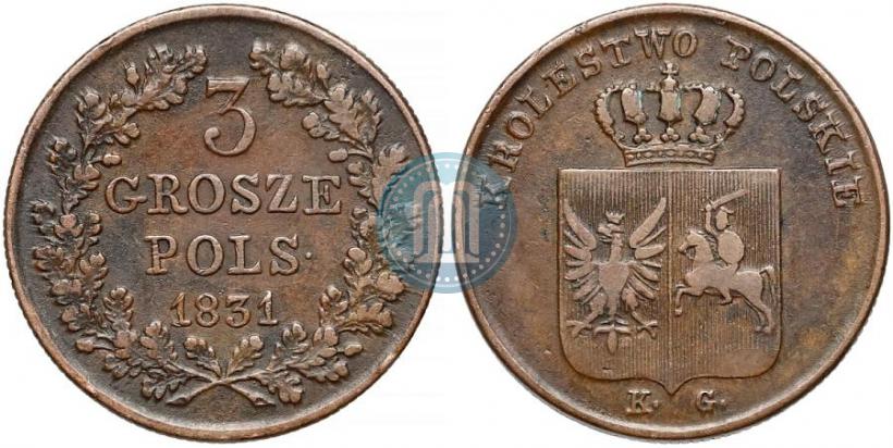 Фото 3 гроша 1831 года KG "Польское восстание"