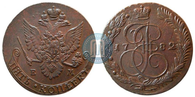 Picture 5 kopecks 1782 year ЕМ 