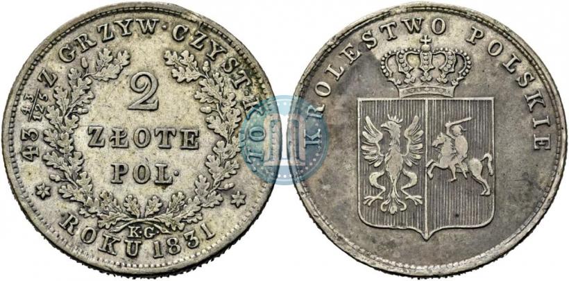 Picture 2 złote 1831 year KG "Polish uprising"