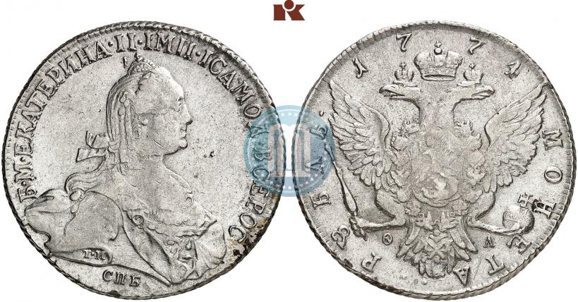 Picture 1 rouble 1774 year СПБ-ФЛ 
