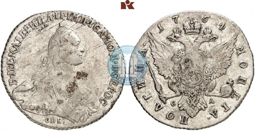 Фото Полтина 1764 года СПБ-СА 