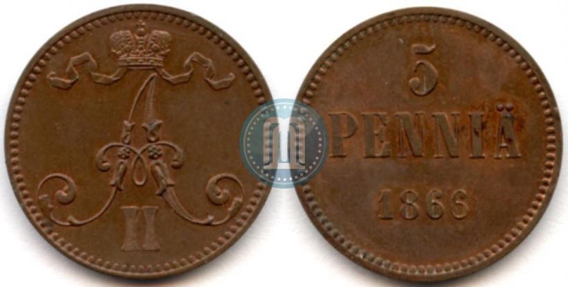 Фото 5 пенни 1866 года  