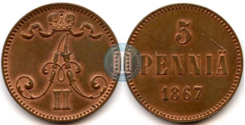 Picture 5 pennia 1867 year  
