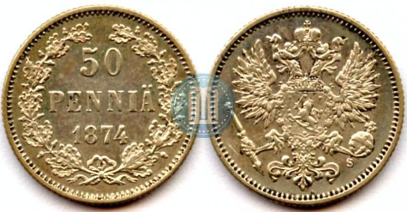 Фото 50 пенни 1874 года S 