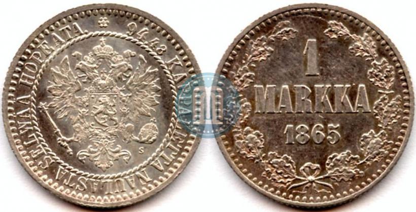 Picture 1 markka 1865 year S 