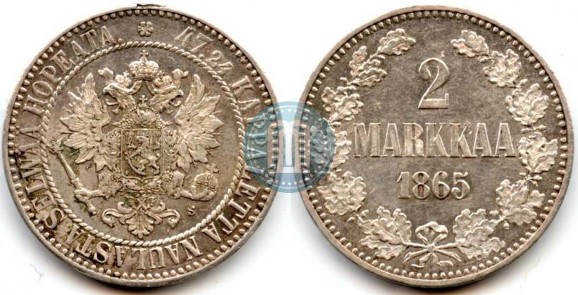 Picture 2 markkaa 1865 year S 
