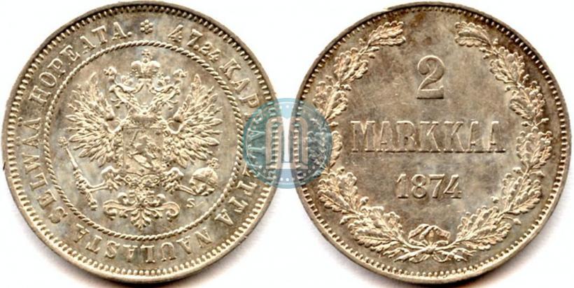 Picture 2 markkaa 1874 year S 