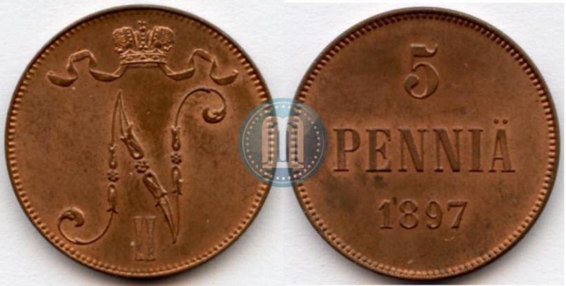 Picture 5 pennia 1897 year  