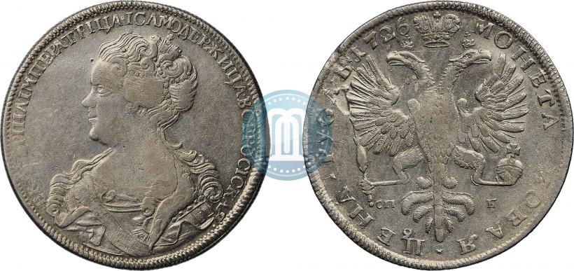 Picture 1 rouble 1726 year СПБ "Petersburg type, portrait turned to the left"