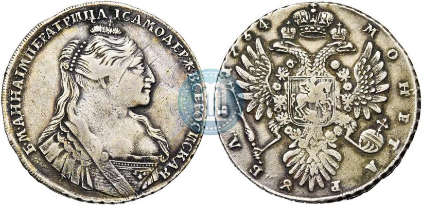 Фото 1 рубль 1734 года  "Тип 1735 года"