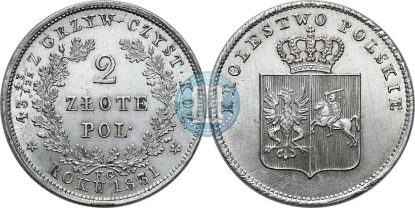 Picture 2 złote 1831 year KG "Polish uprising"