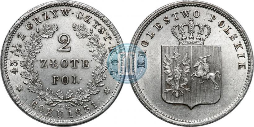 Picture 2 złote 1831 year KG "Polish uprising"