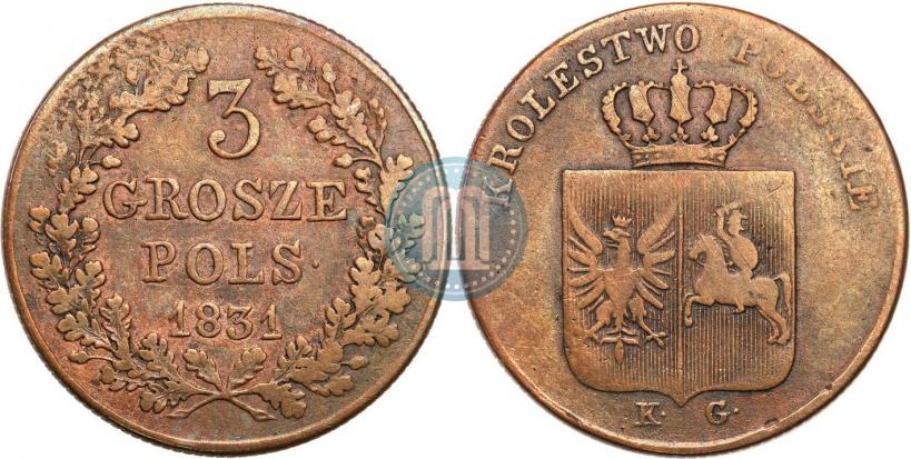 Picture 3 grosze 1831 year KG "Polish uprising"