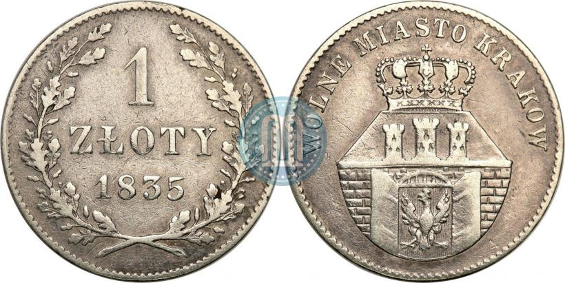 Picture 1 złoty 1835 year  "Free city of Kraków"