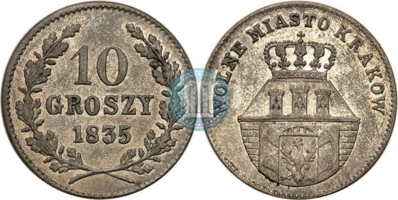 Picture 10 groszy 1835 year  "Free city of Kraków"