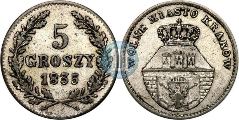 Picture 5 groszy 1835 year  "Free city of Kraków"