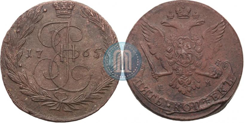 Фото 5 копеек 1765 года ЕМ 