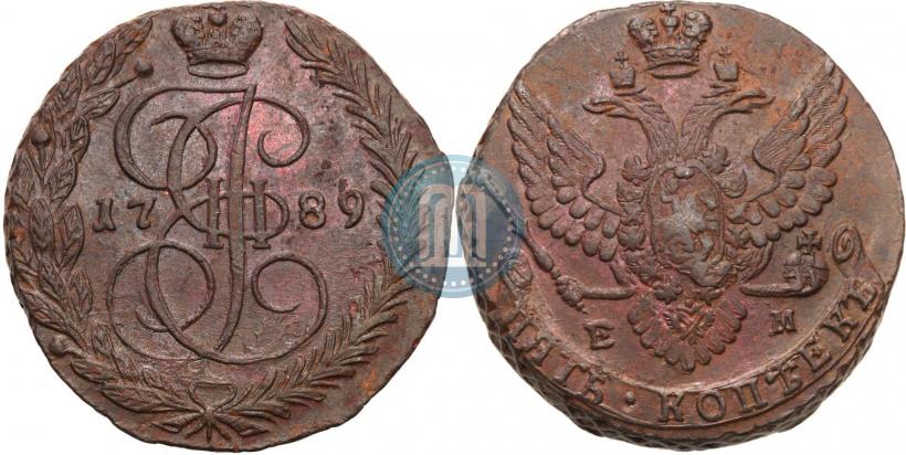 Picture 5 kopecks 1789 year ЕМ 